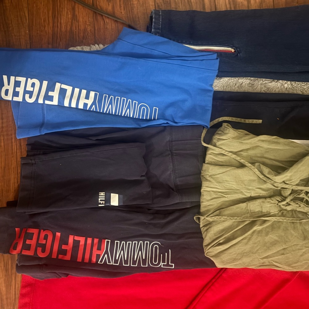 Tommy Hilfiger Blue and Red Logo Sweatpants